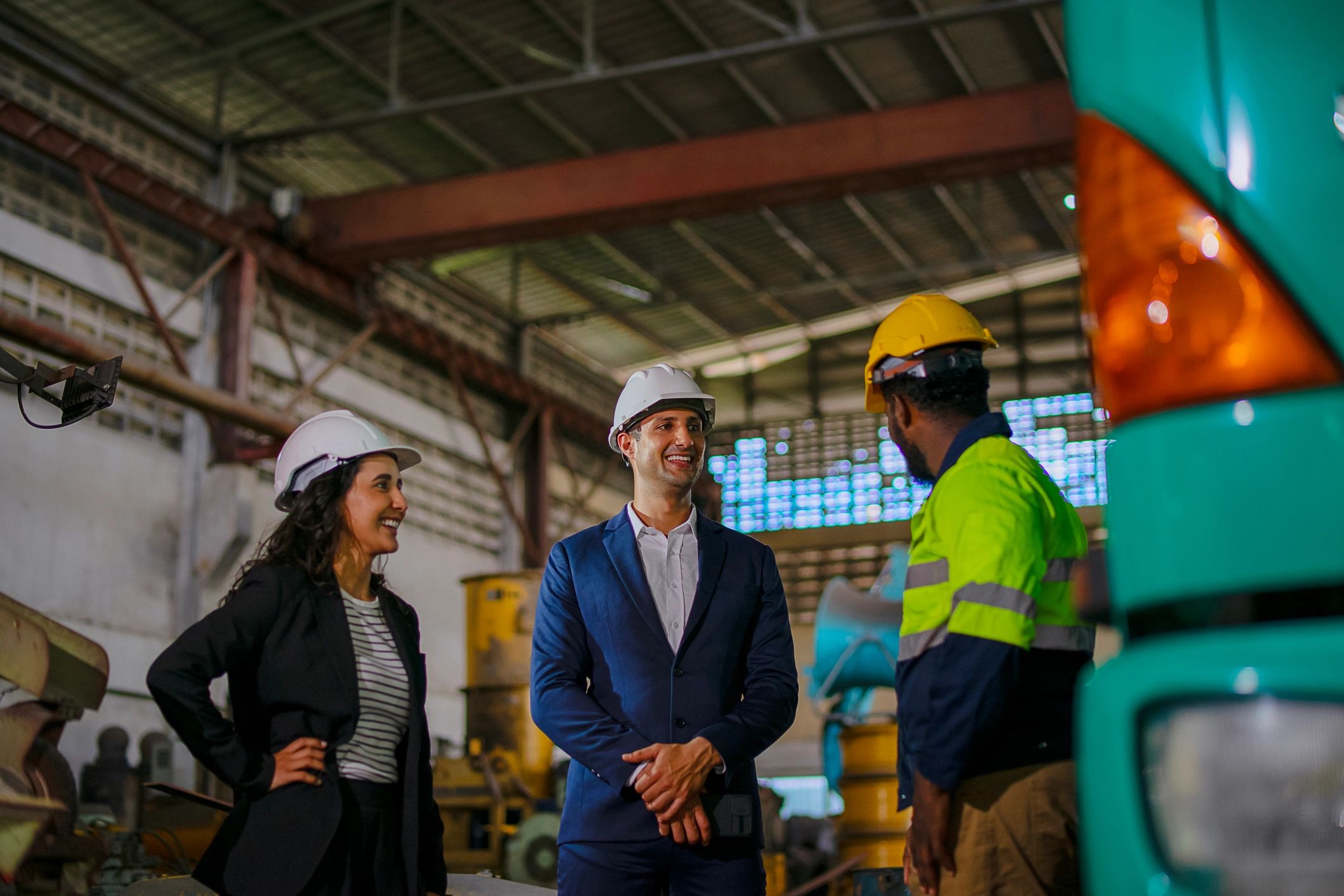 Engineer meeting with a manager at a construction site